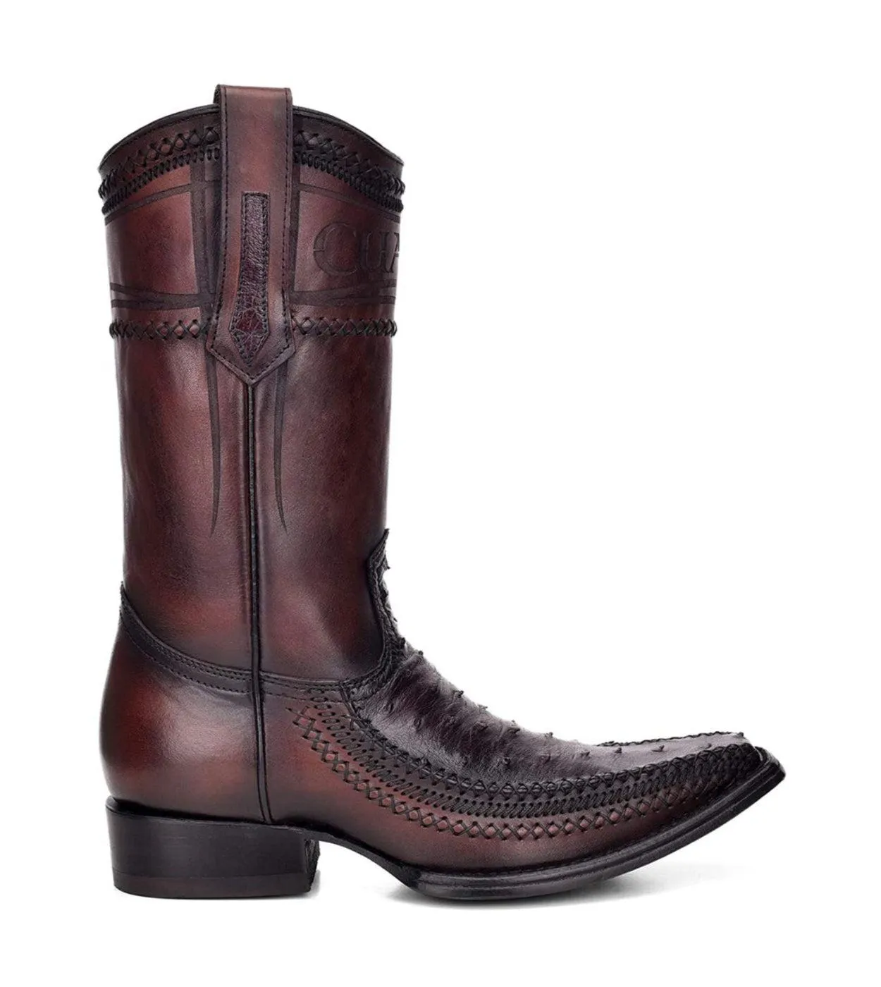 1B1AA1 - Cuadra blackcherry casual cowboy ostrich leather boots for men