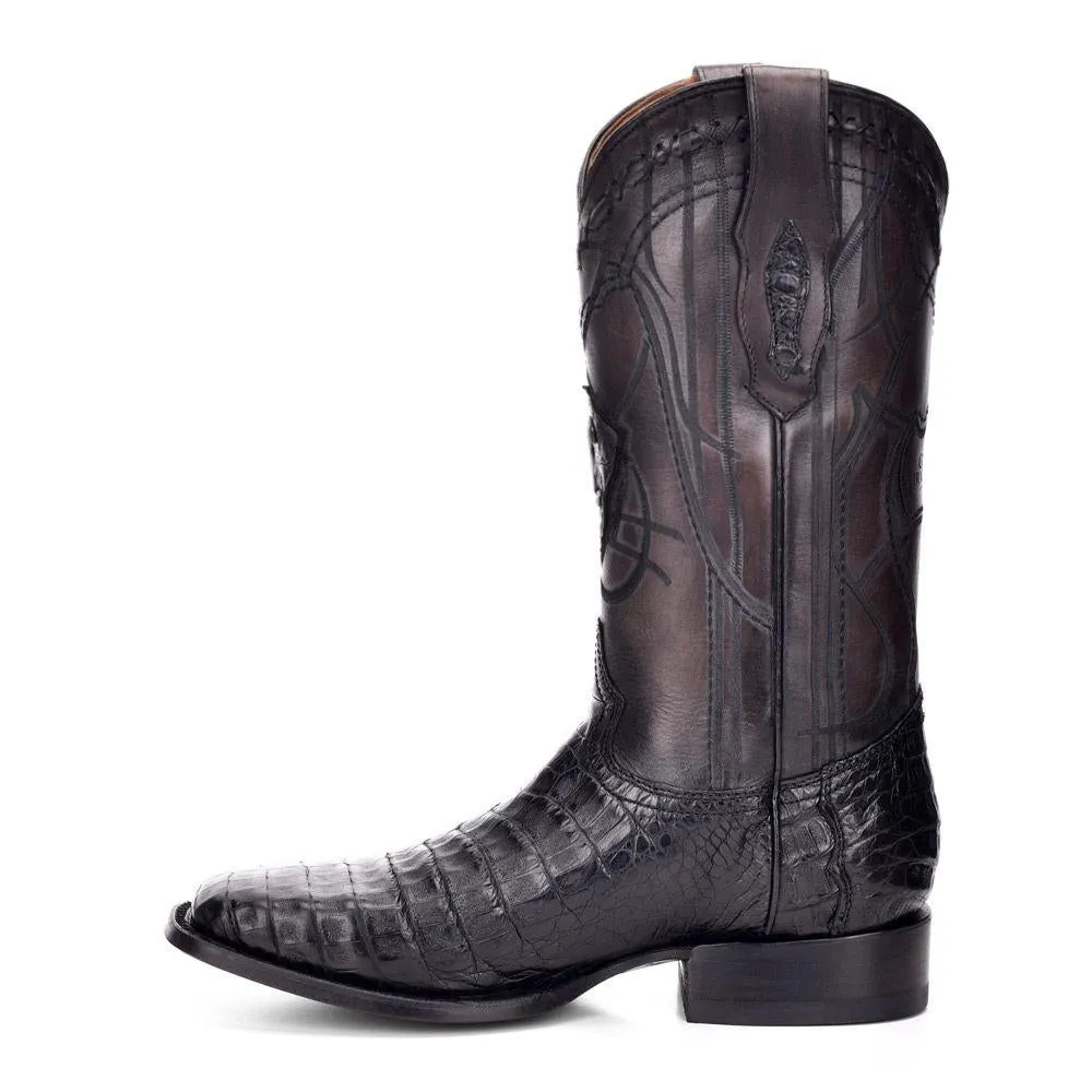 1E10FY - Cuadra black casual cowboy fuscus caiman leather boots for men