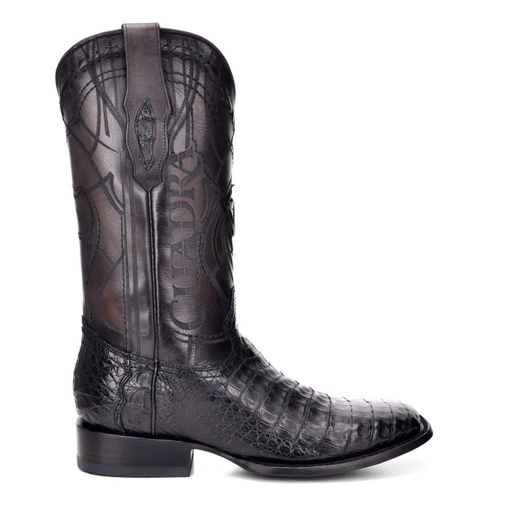 1E10FY - Cuadra black casual cowboy fuscus caiman leather boots for men