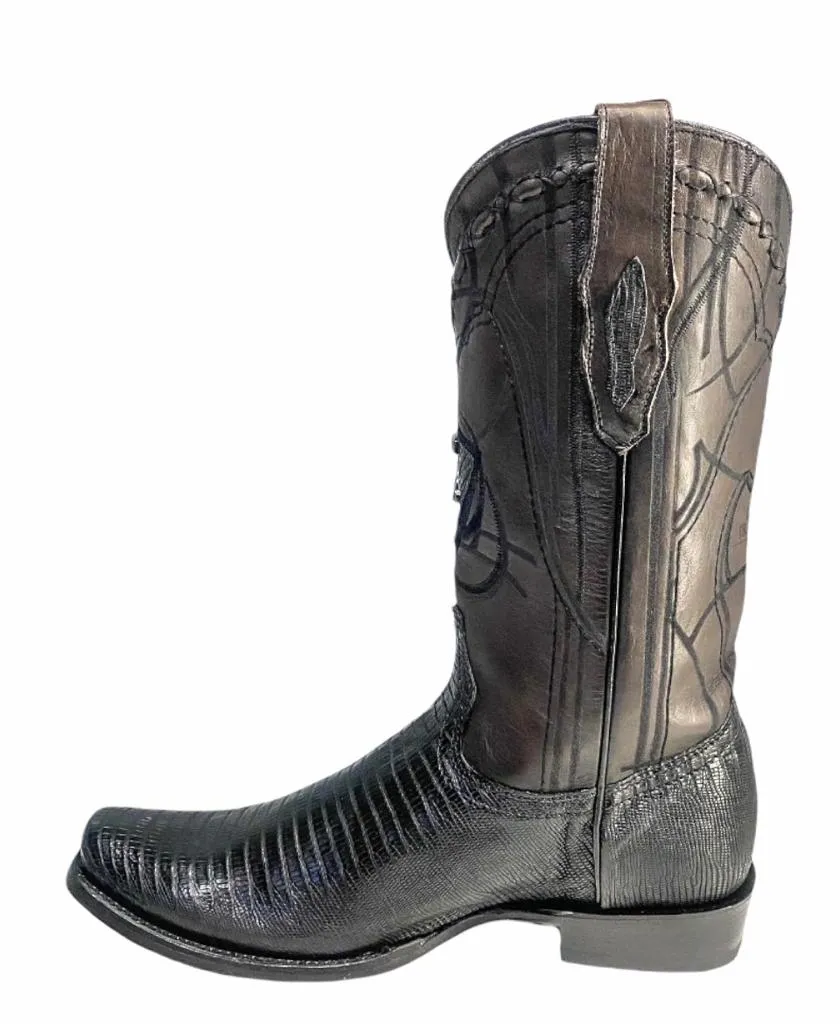 1J1NLT - Cuadra black casual dress cowboy lizard leather boots for men