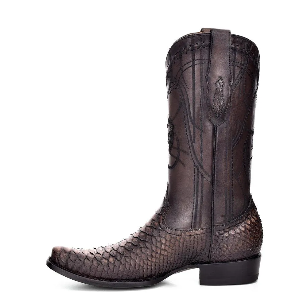 1J1NPC - Cuadra chesnut brown fashion cowboy python leather boots for men