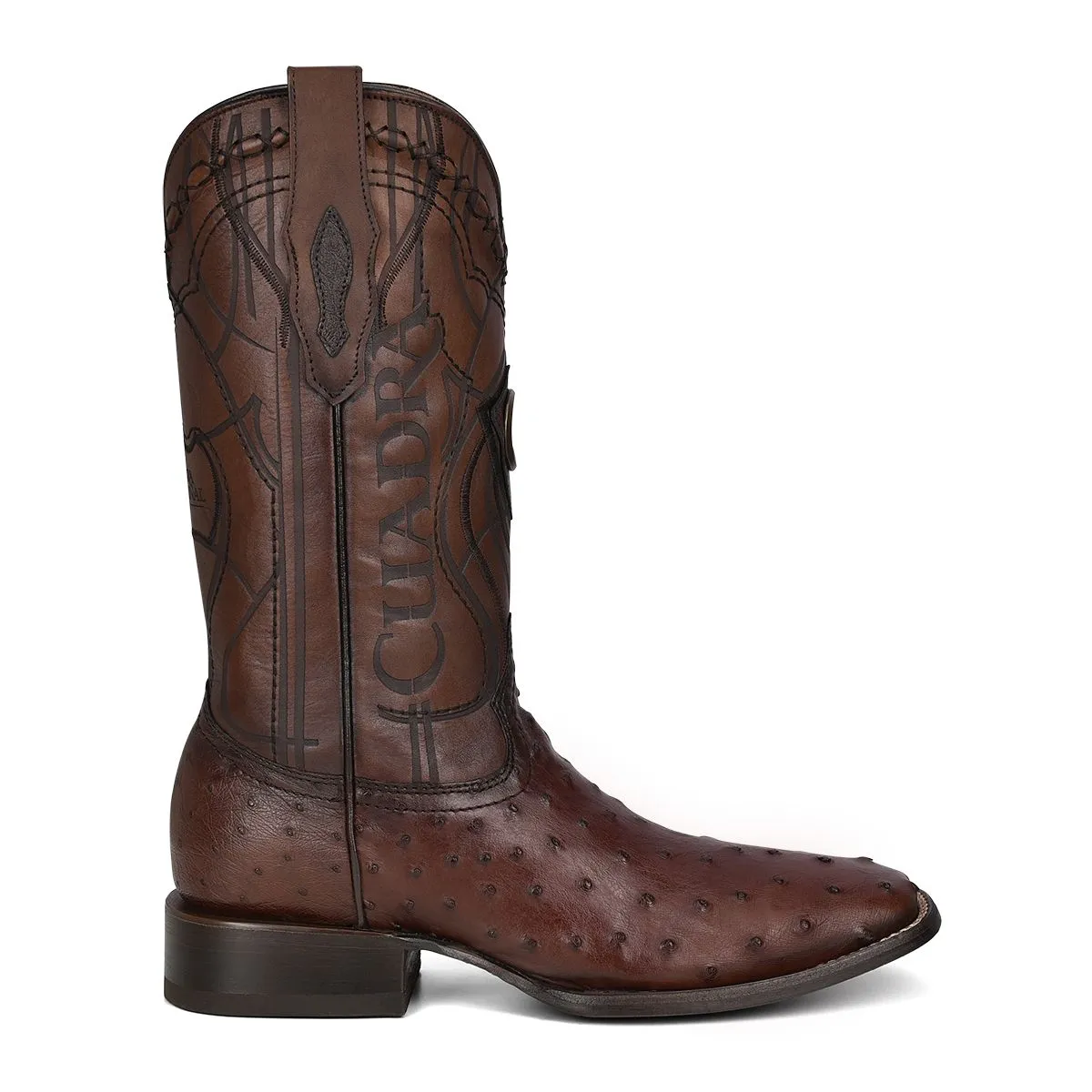 3Z1OA1 - Cuadra chocolate cowboy rodeo ostrich leather boots for men