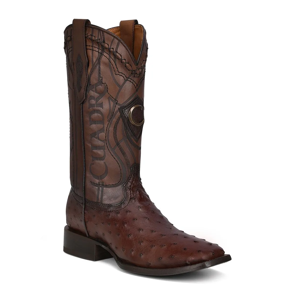 3Z1OA1 - Cuadra chocolate cowboy rodeo ostrich leather boots for men