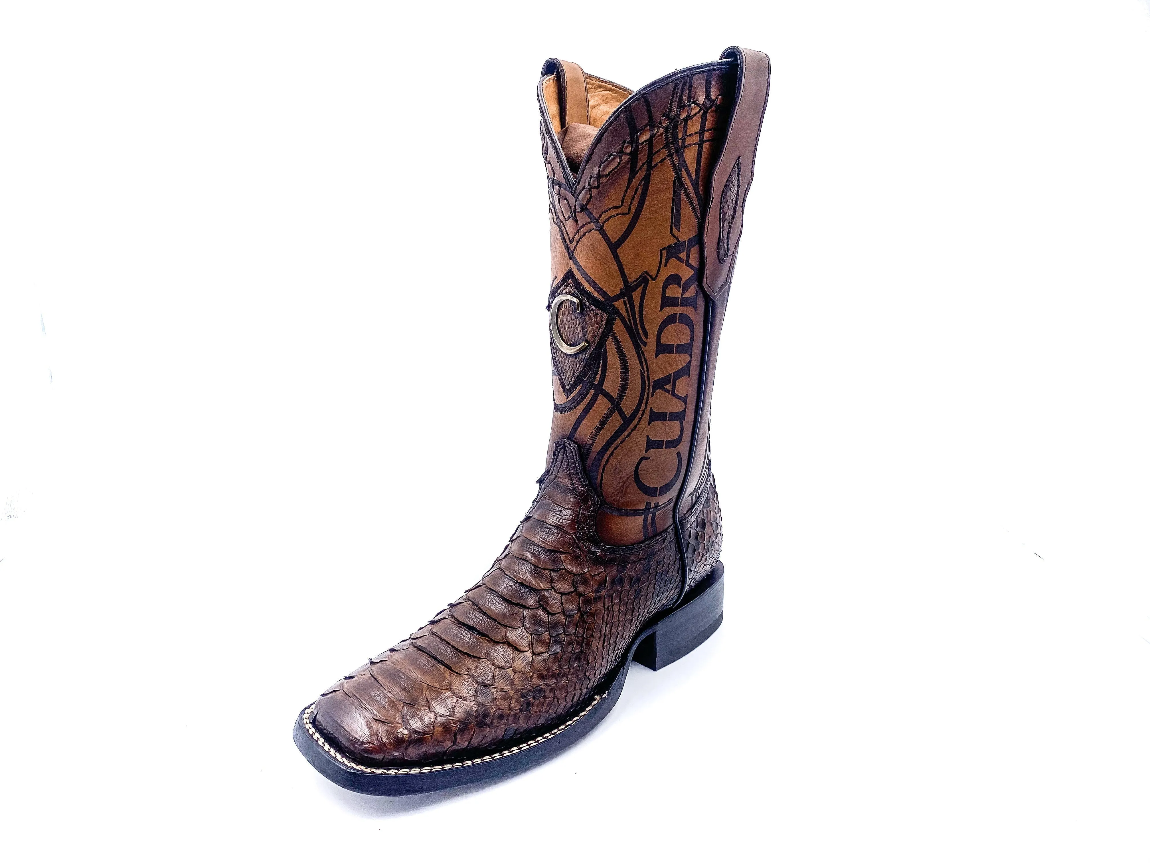 3Z1OPH - Cuadra brown classic cowboy rodeo python leather boots for men