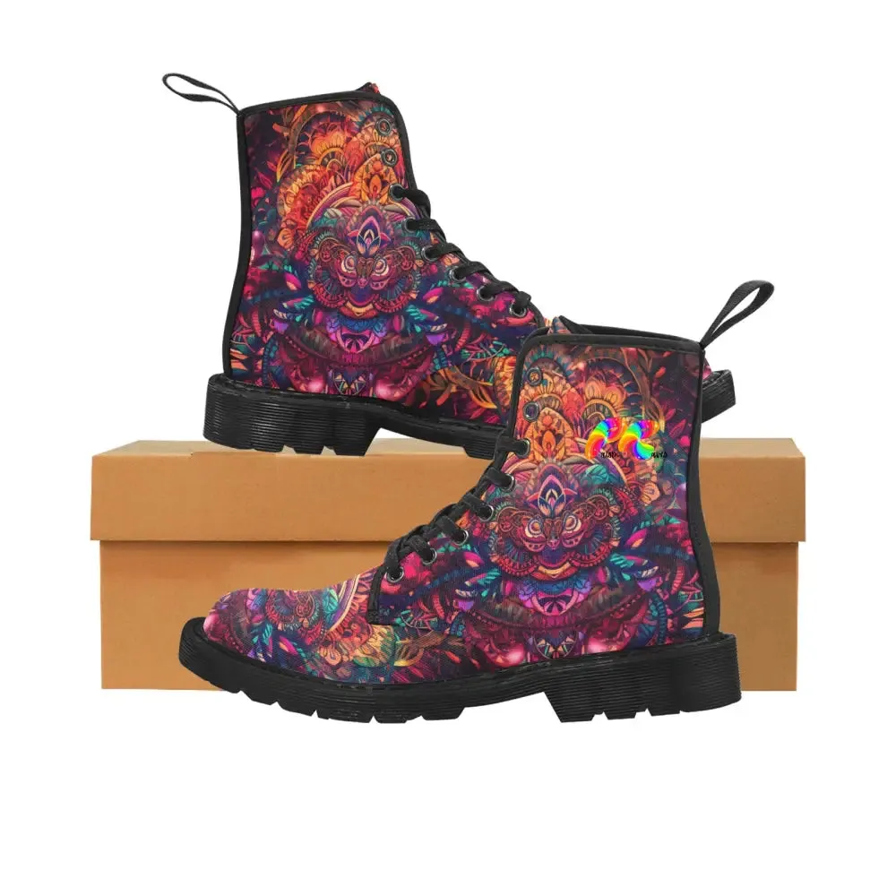 Ayahuasca Men's Lace-Up Canvas Rave Boots