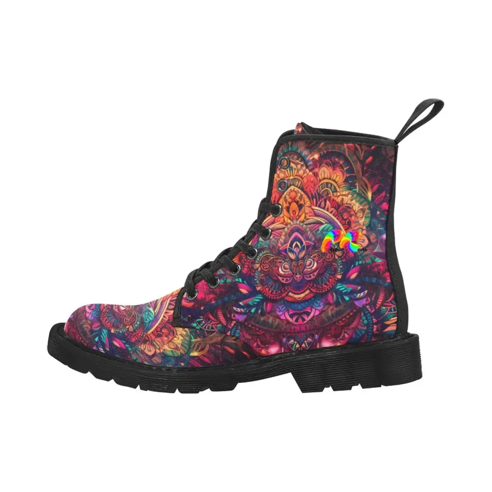 Ayahuasca Men's Lace-Up Canvas Rave Boots