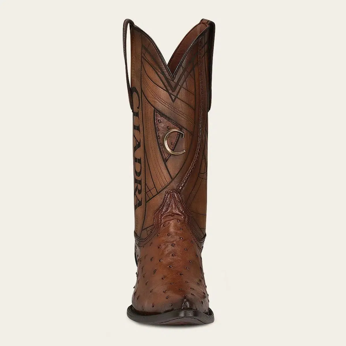 B22PA1 - Cuadra brown dress cowboy ostrich leather boots for men