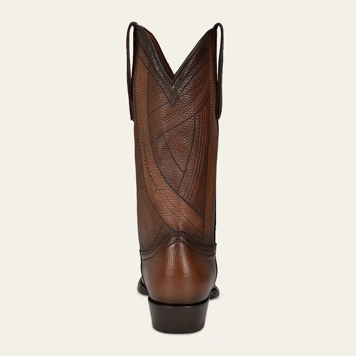 B22PVE - Cuadra brown dress cowboy deer leather boots for men