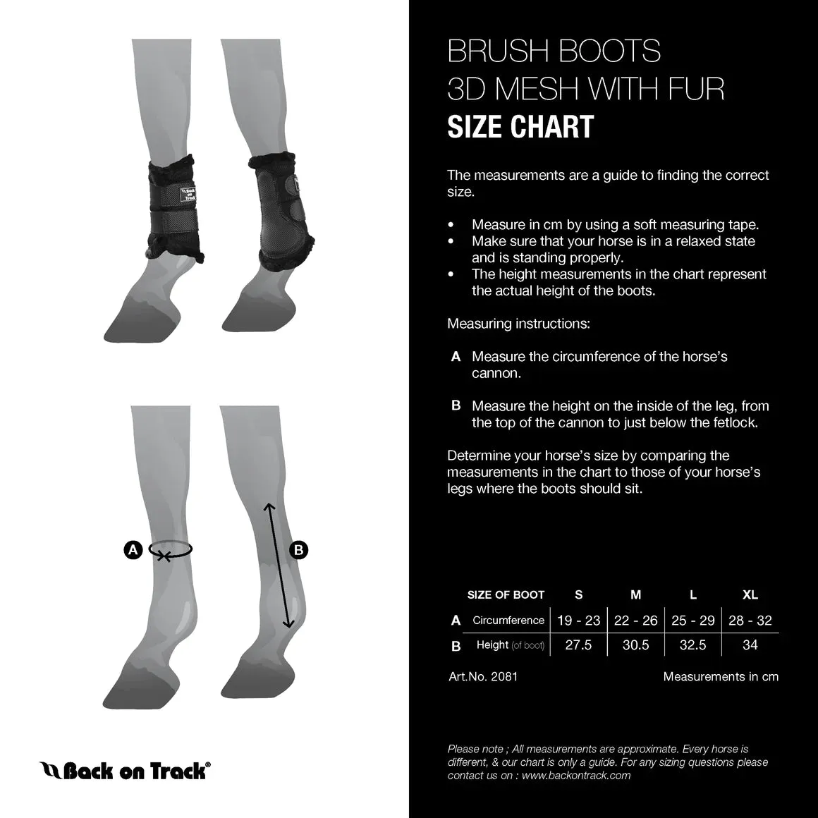 BACK ON TRACK SPLINT BOOTS 3D MESH W/FUR - BLACK