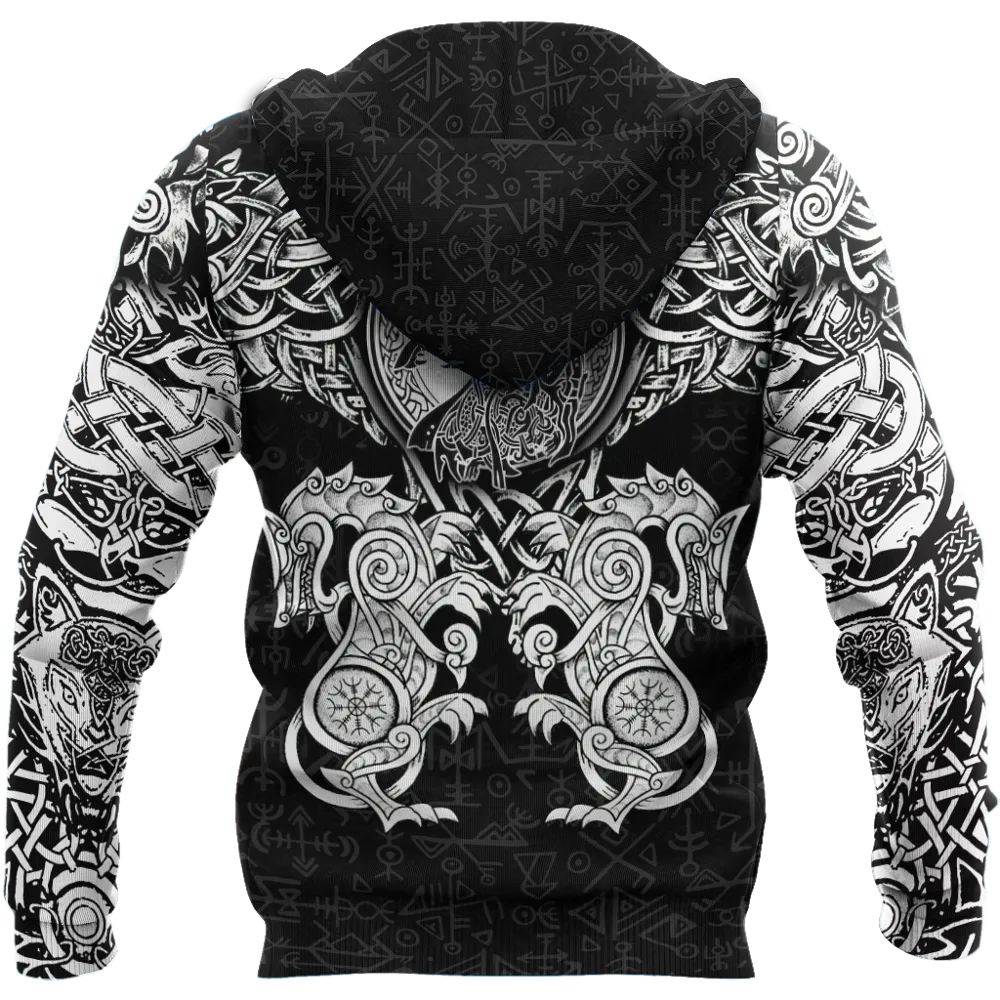 Beautiful Viking Wolf 3D All Over Printed Fashion Hoodies for Men and Women