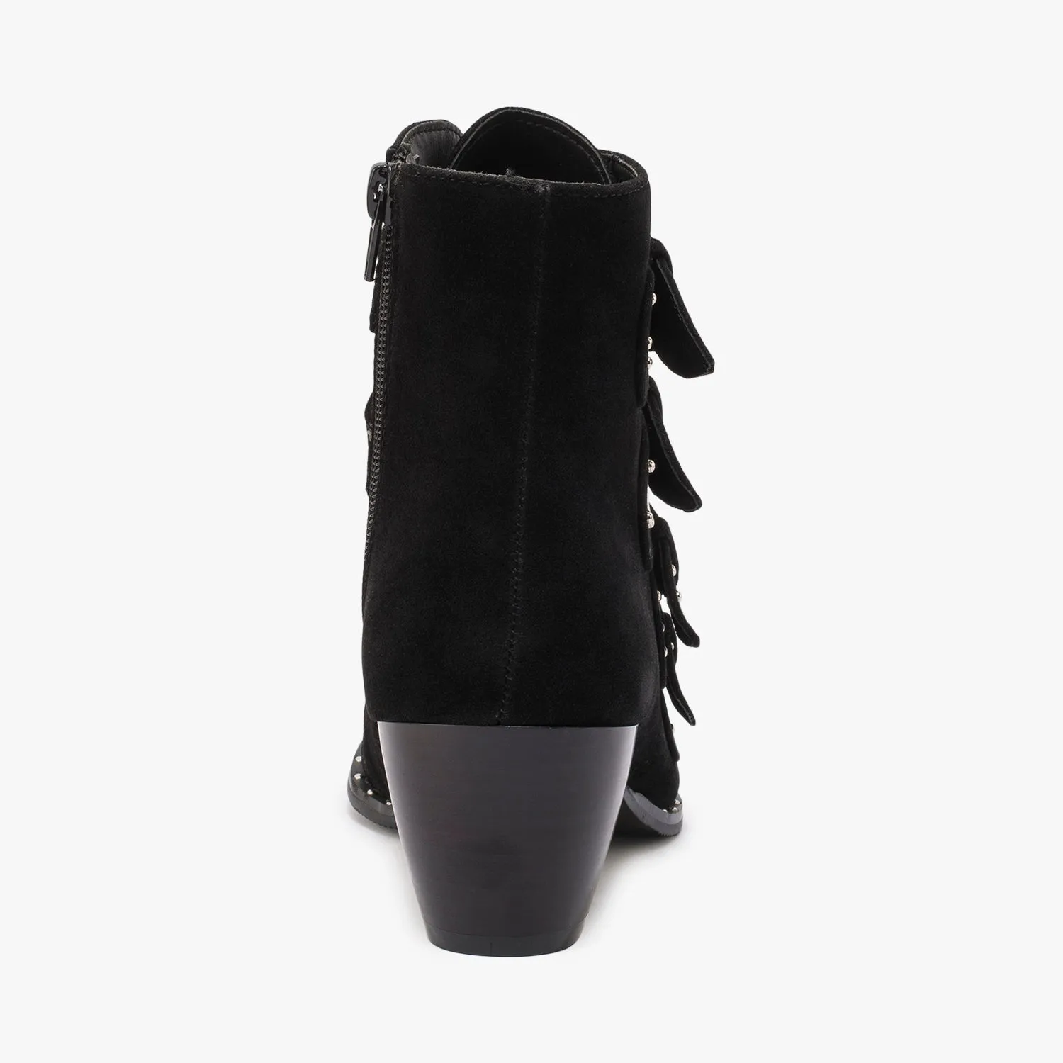 Black Faux Suede Stud Detail Ankle Boot