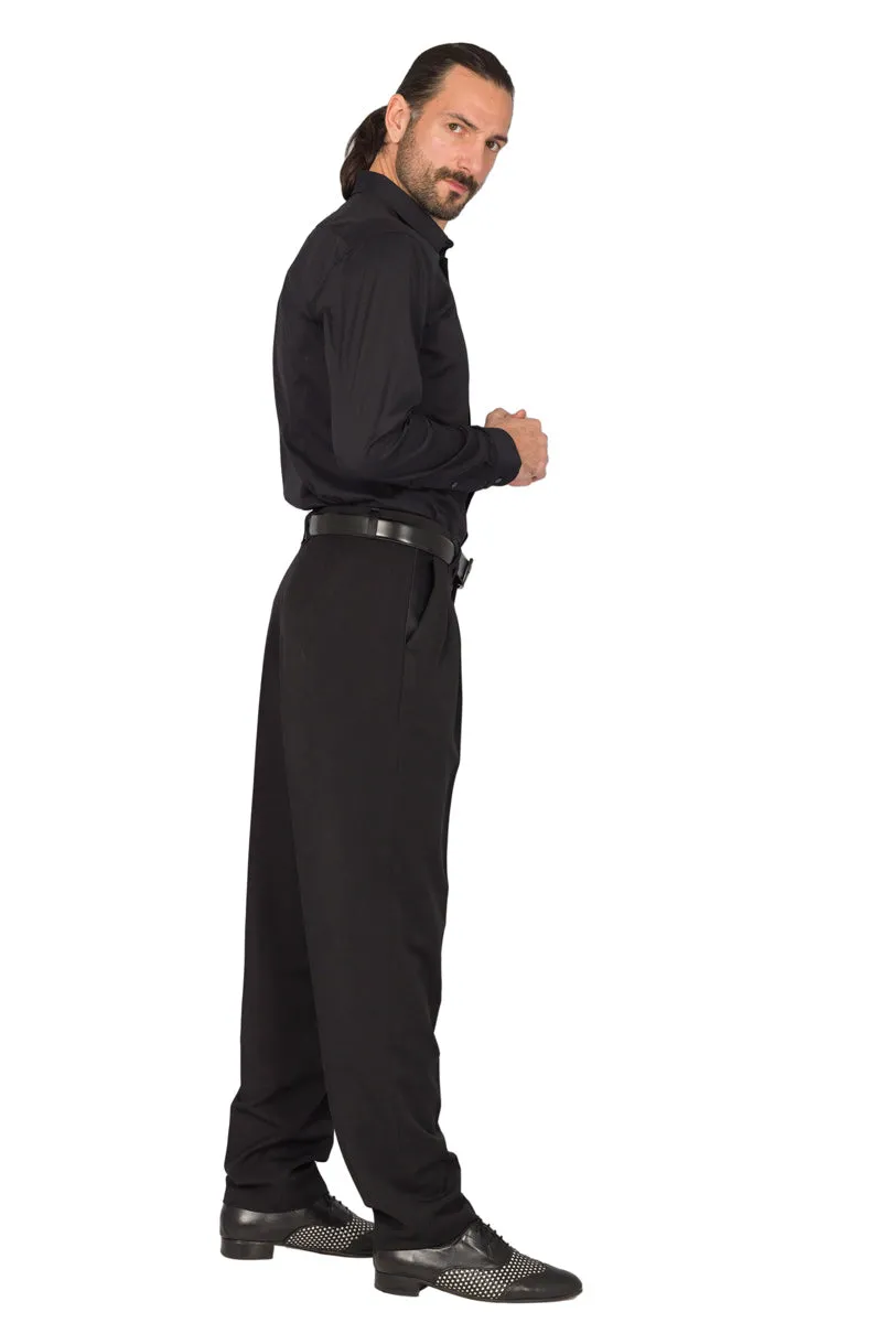 Black Men's Tango Pants With Three Pleats