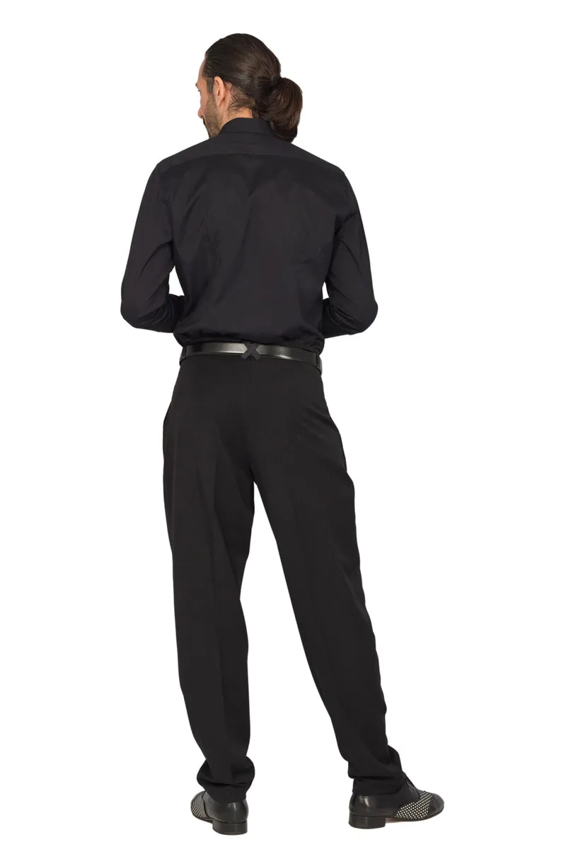 Black Men's Tango Pants With Three Pleats