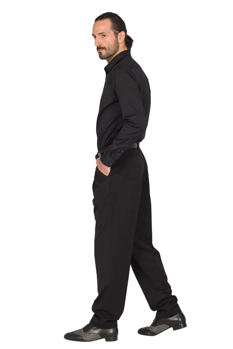 Black Men's Tango Pants With Three Pleats