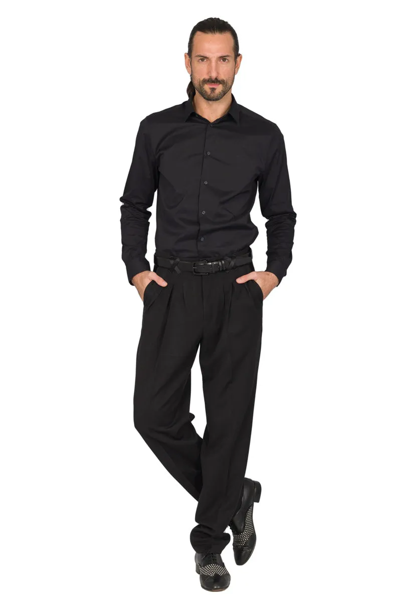 Black Men's Tango Pants With Three Pleats