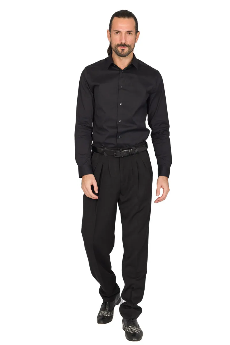 Black Men's Tango Pants With Three Pleats