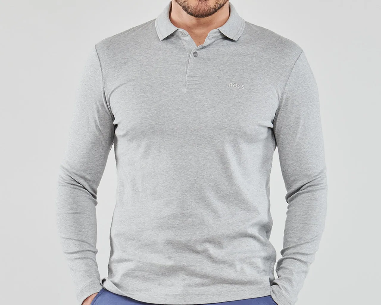 Hugo Boss Pirol 50476433 Long Sleeved Polo Shirt Grey