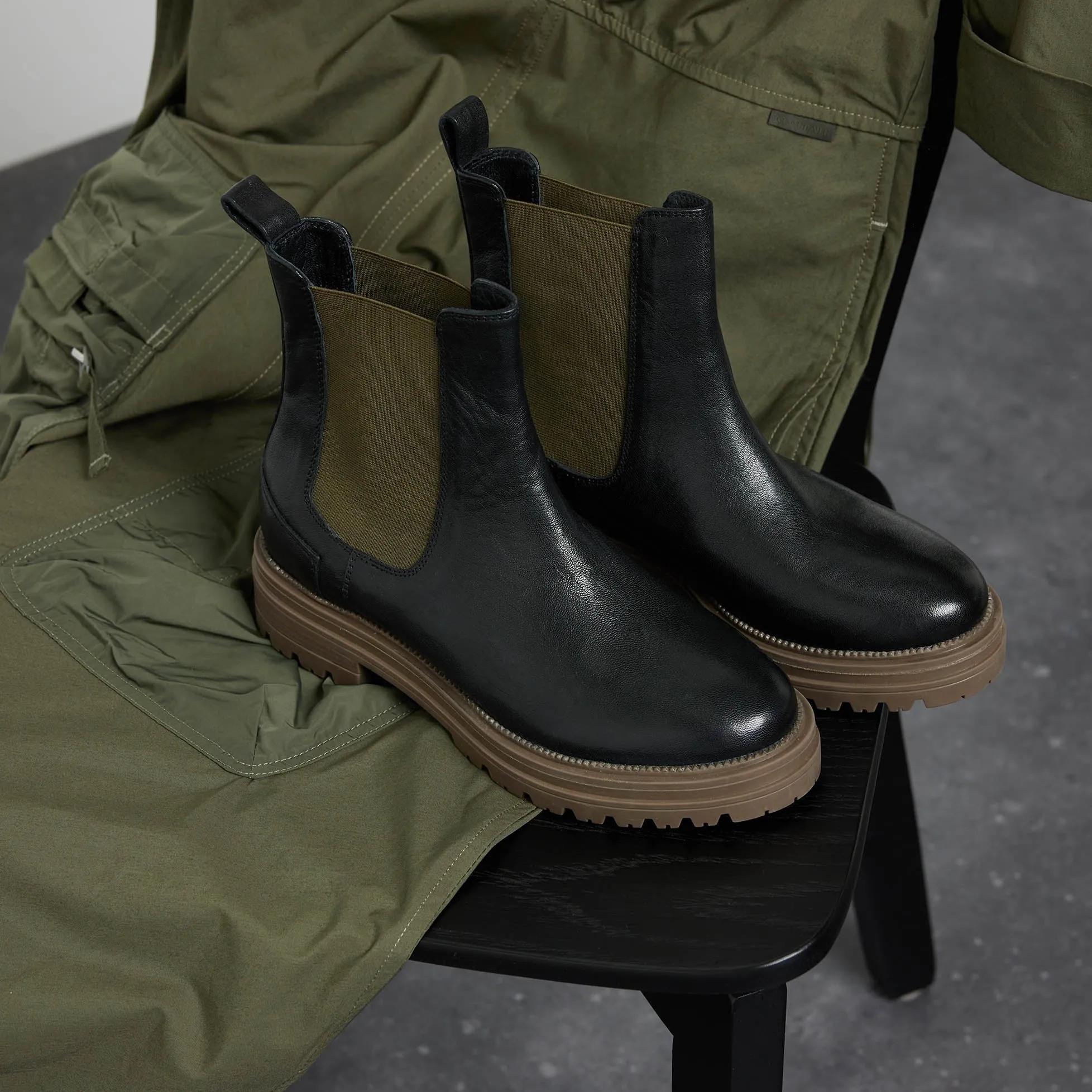 Dames Chelsea Boots 85.417 Khaki-Black