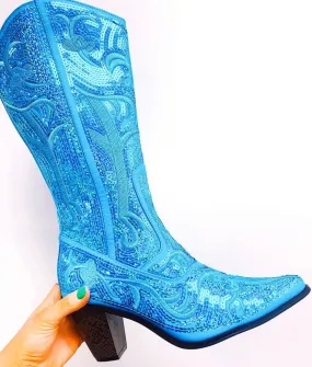 Disco Cowgirl Boots - Blue/Turquoise