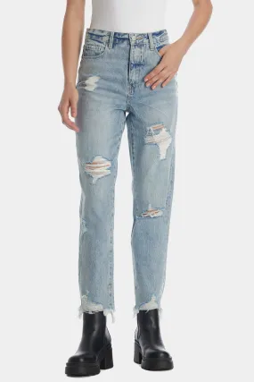 Distressed High Rise Boyfriend Jeans