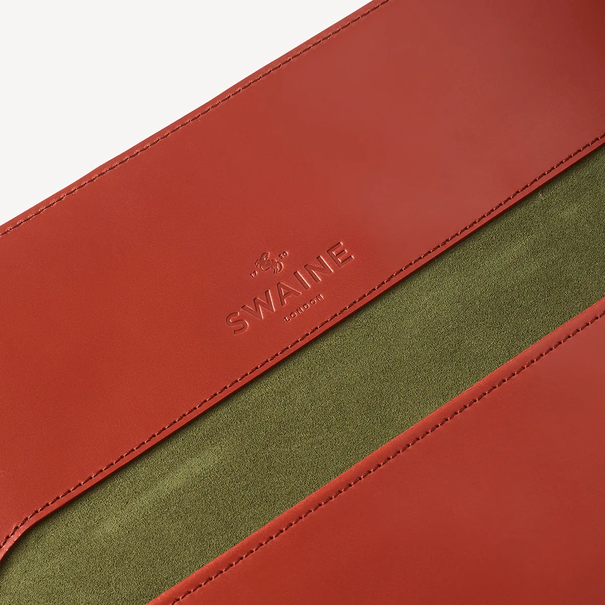 Eton Document Holder - Chestnut with Green suede lining