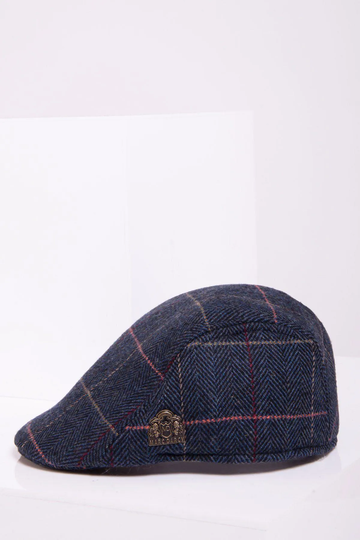 ETON - Navy Blue Check Tweed Tweed Flat Cap