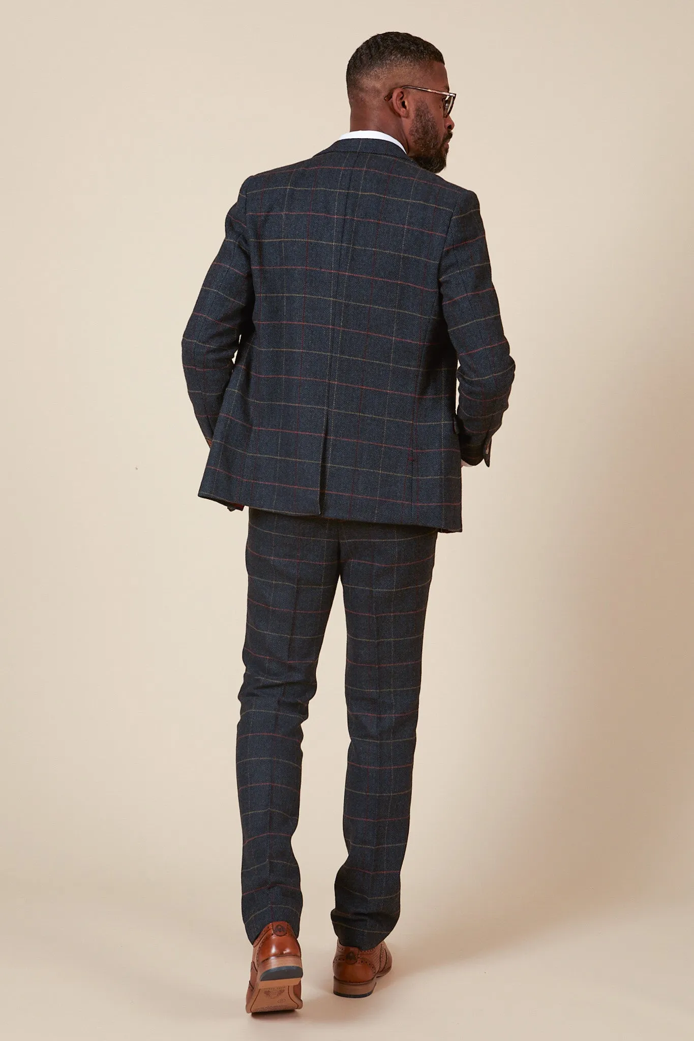 ETON - Navy Blue Tweed Check Three Piece Suit