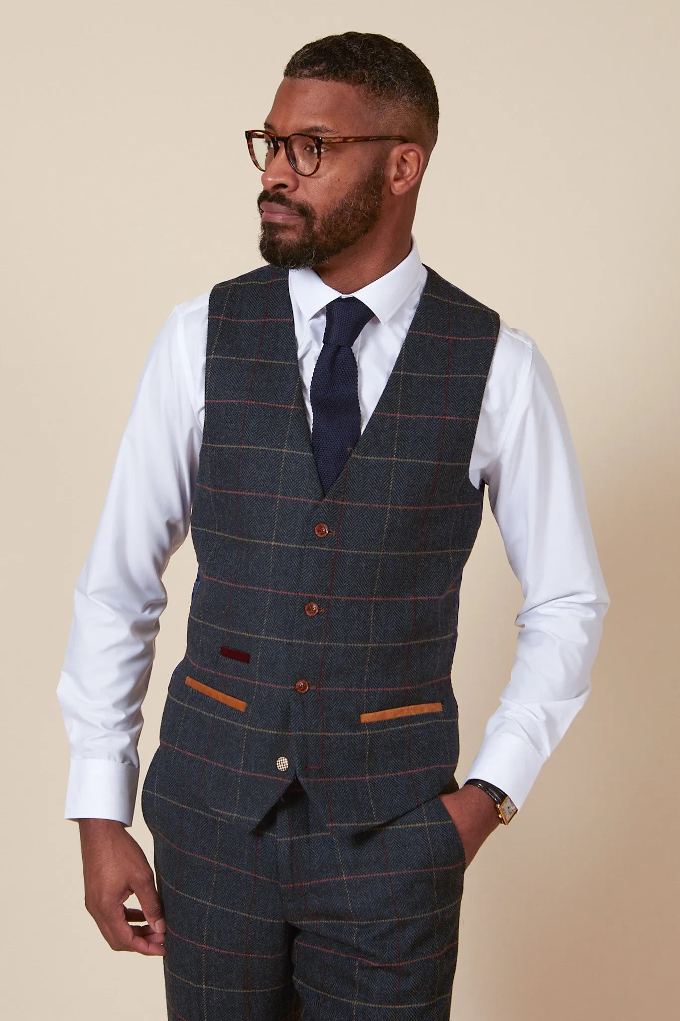 ETON - Navy Blue Tweed Check Three Piece Suit