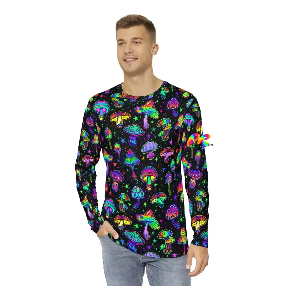 Fungi Dreamscape Men's Long Sleeve Crew Neck Rave Shirt