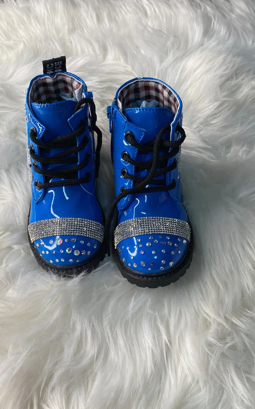 GIRLS BLUE SPECIAL ELEPHANTS CUSTOM BOOTS