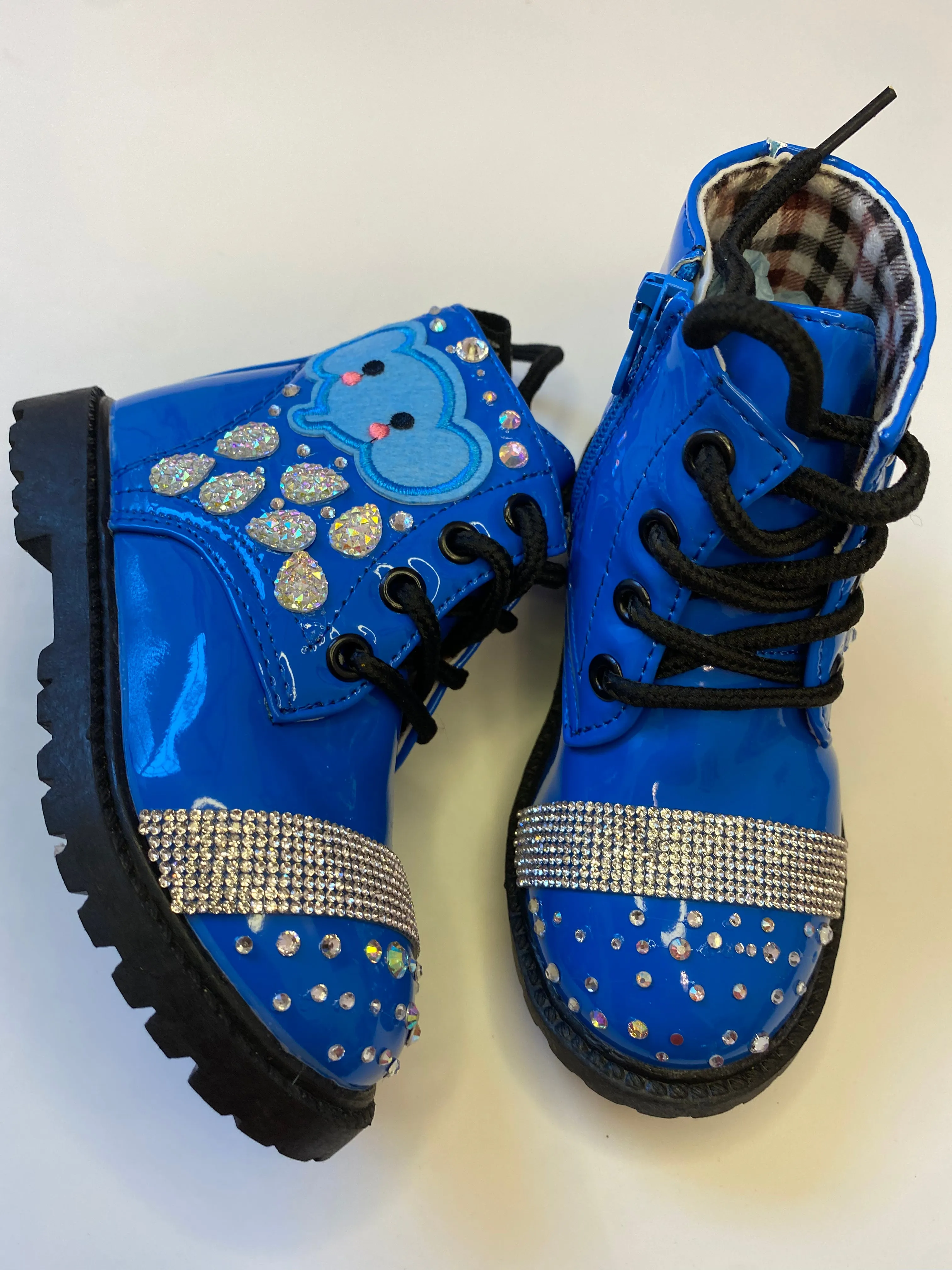 GIRLS BLUE SPECIAL ELEPHANTS CUSTOM BOOTS