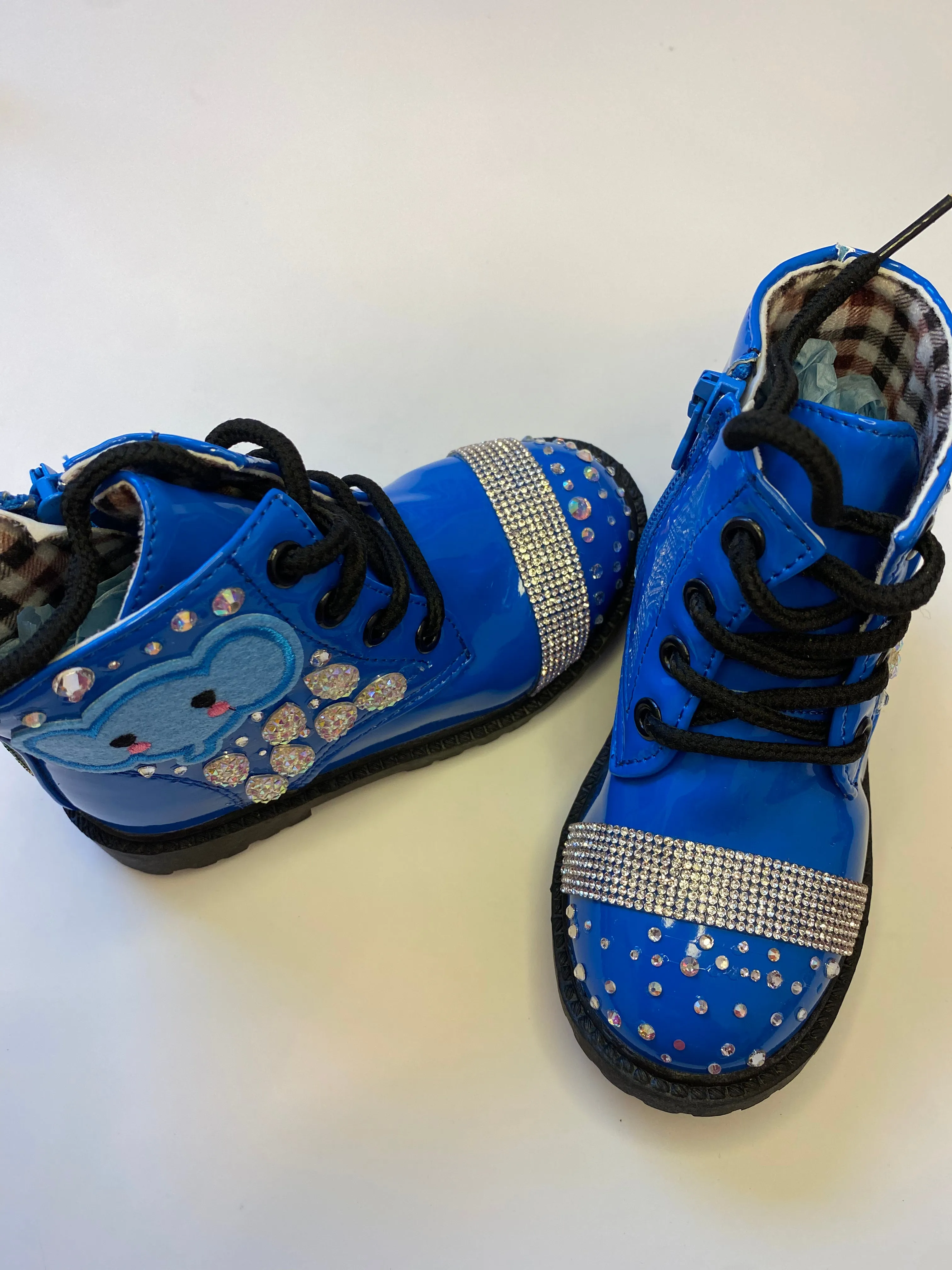 GIRLS BLUE SPECIAL ELEPHANTS CUSTOM BOOTS