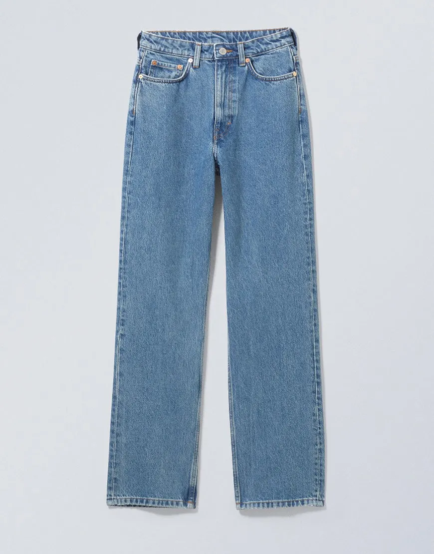 High Straight Jeans Stone Wash