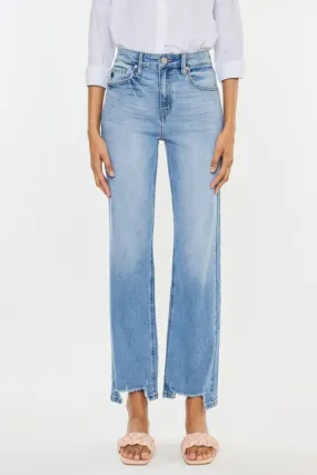 Kancan High Waist Raw Hem Straight Jeans