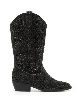 Majesty Cowboy Boot Black Rhinestones