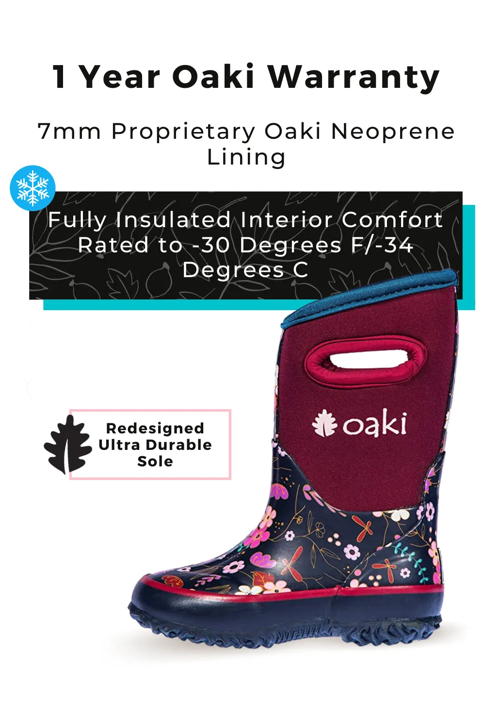 Midnight Floral Neoprene Rain/Snow Boots