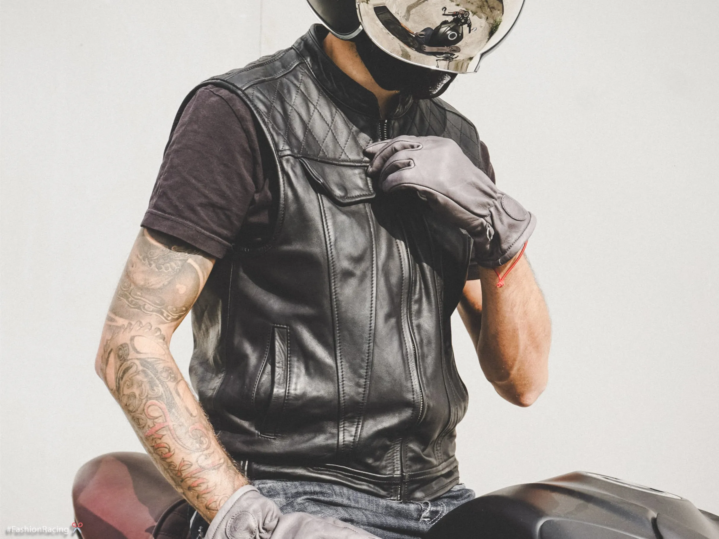 Motorcycle Club Leather Vest, Black