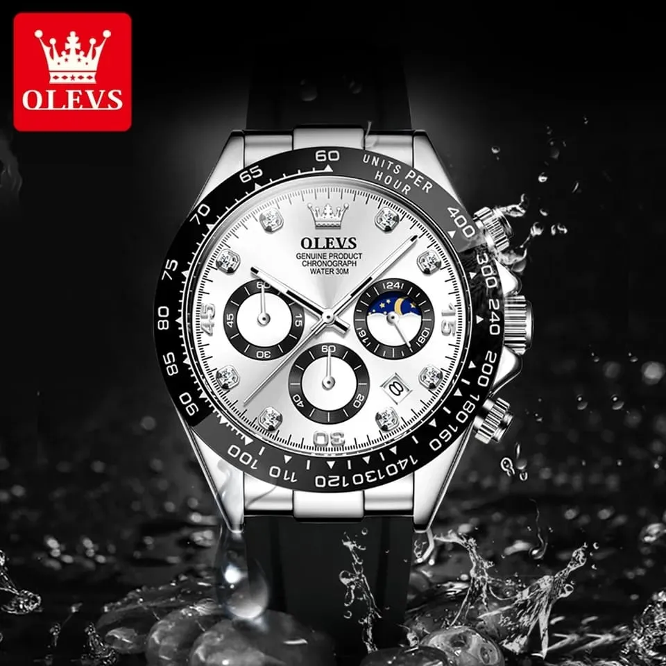 Olevs Top Brands Quartz Men Watch Multi-functional Chronograph Military Waterproof Stainless Steel Strap Fashion Watches S4537218