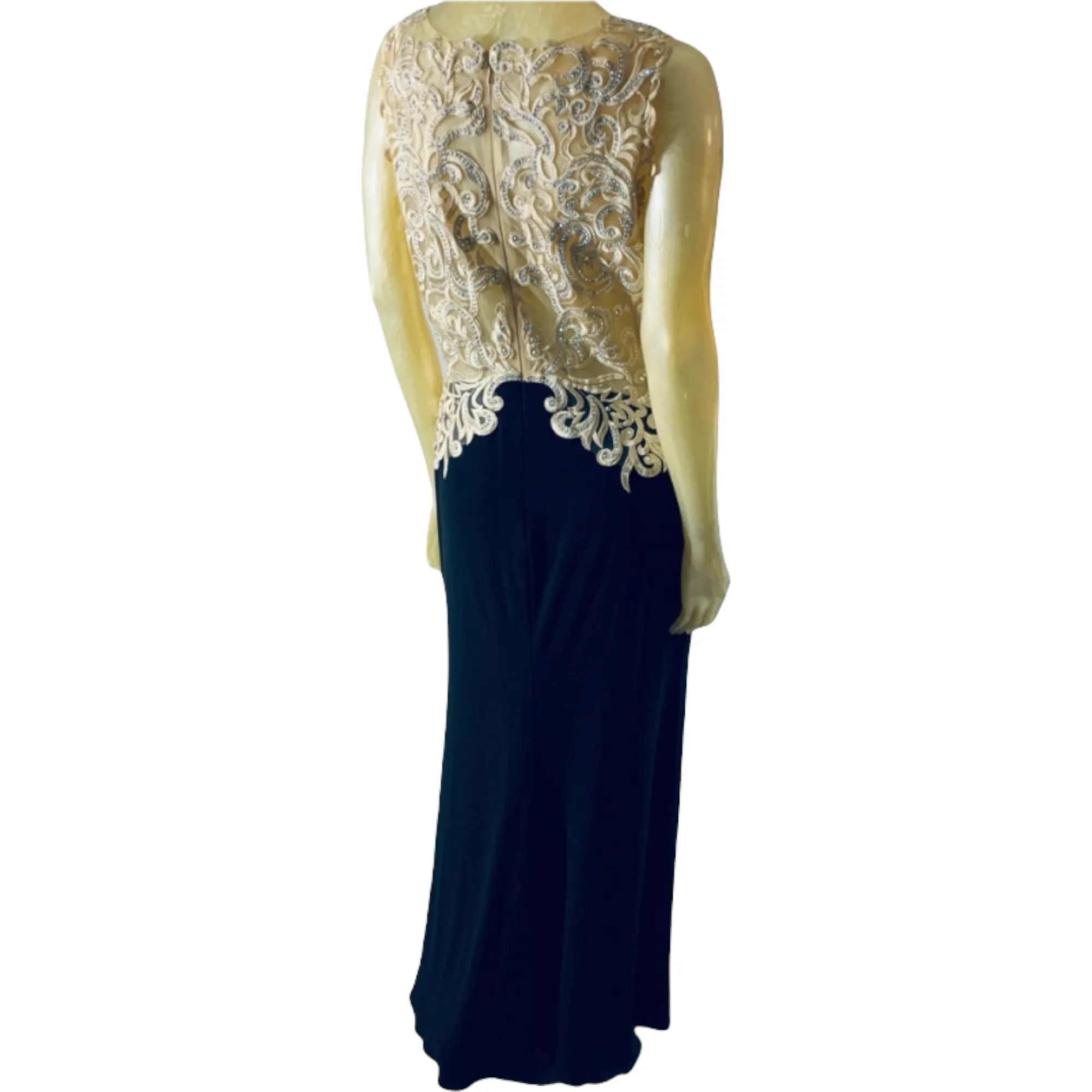 Sleeveless lace evening gown