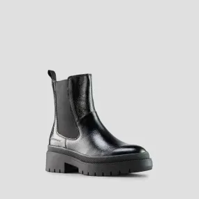 Swinton Patent Leather Waterproof Boot in Black