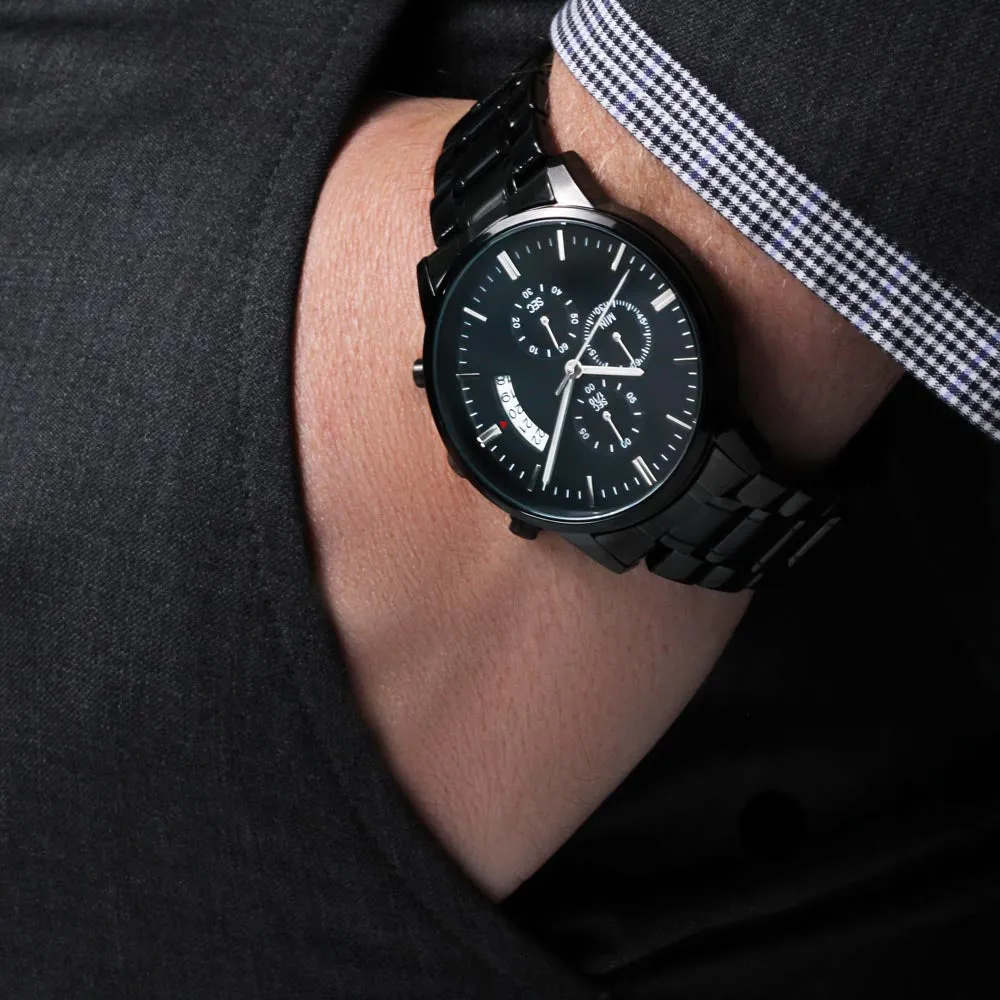 To My Husband You Are My Happily Ever After Black Chronograph Watch For Men