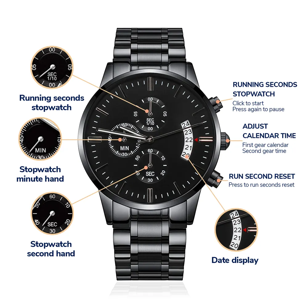 To My Husband You Are My Happily Ever After Black Chronograph Watch For Men