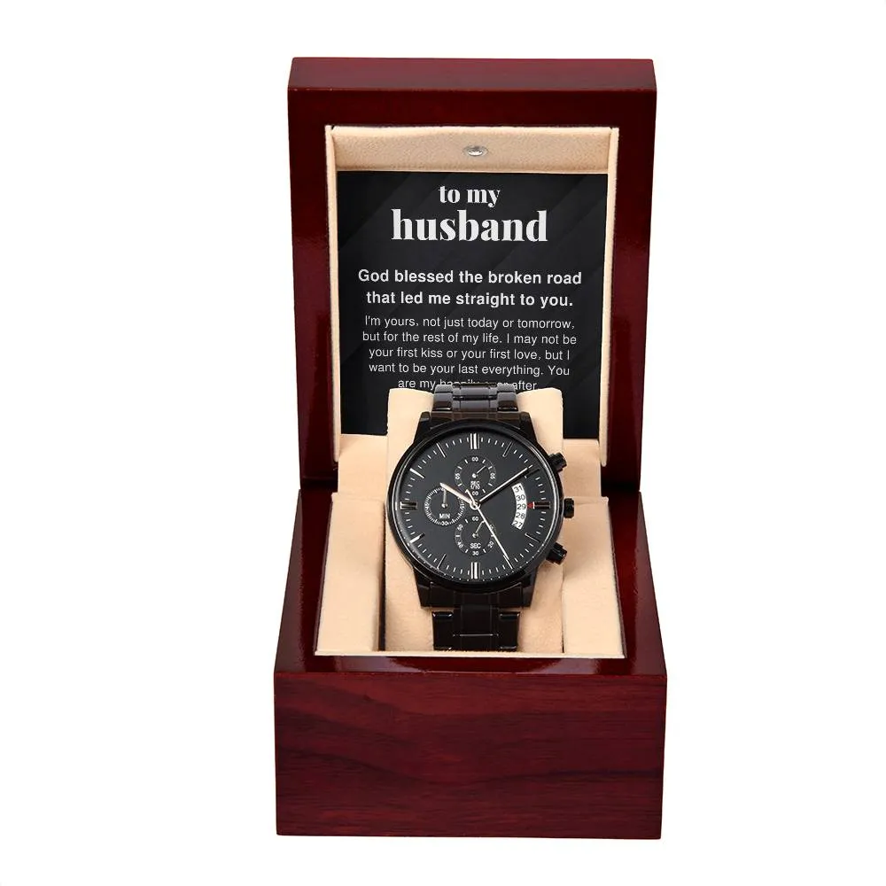 To My Husband You Are My Happily Ever After Black Chronograph Watch For Men