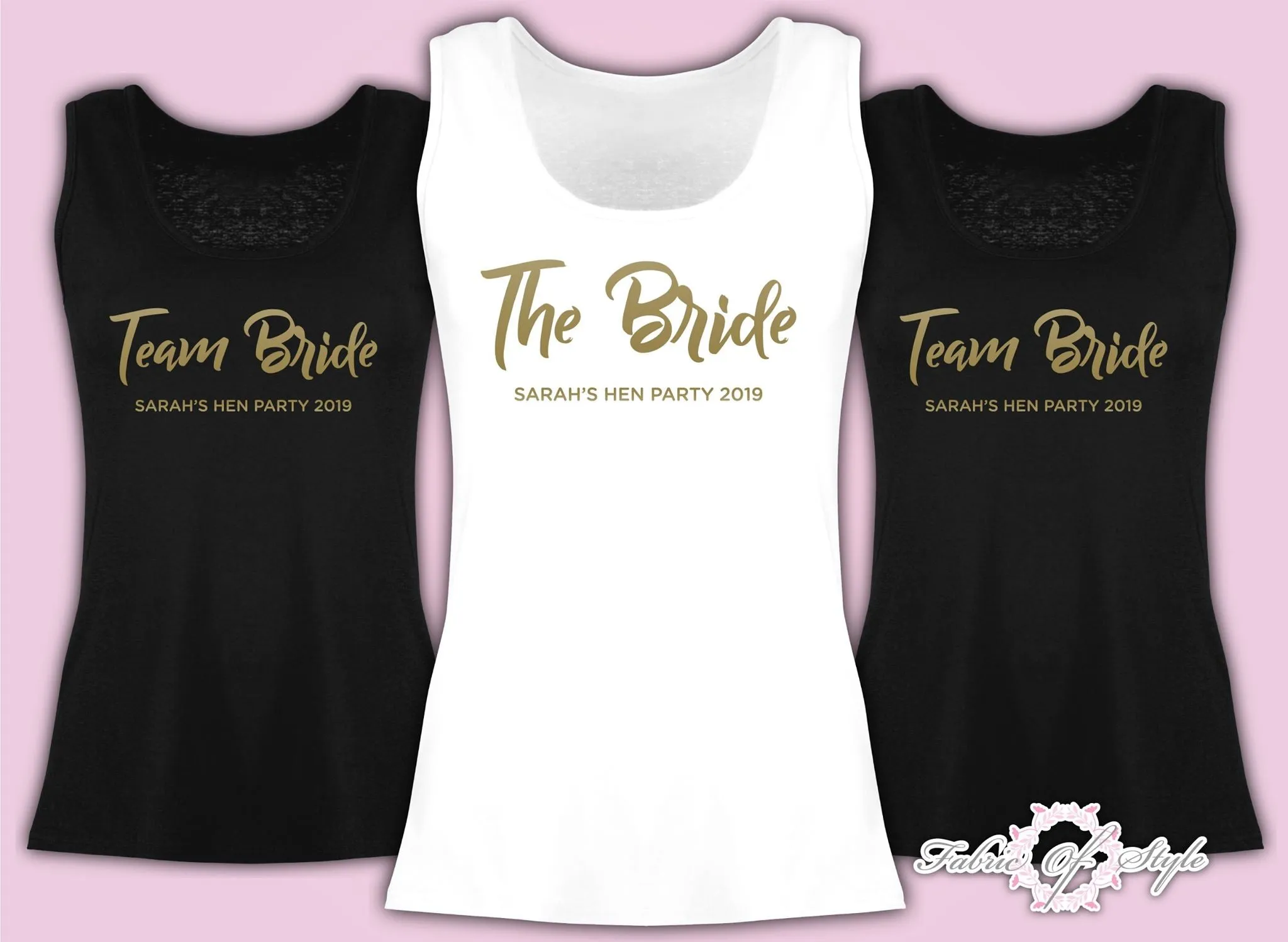 Vest Tank Top Team Bride Hen Do Party Tribe Personalised T-shirt Ladies Female Gold