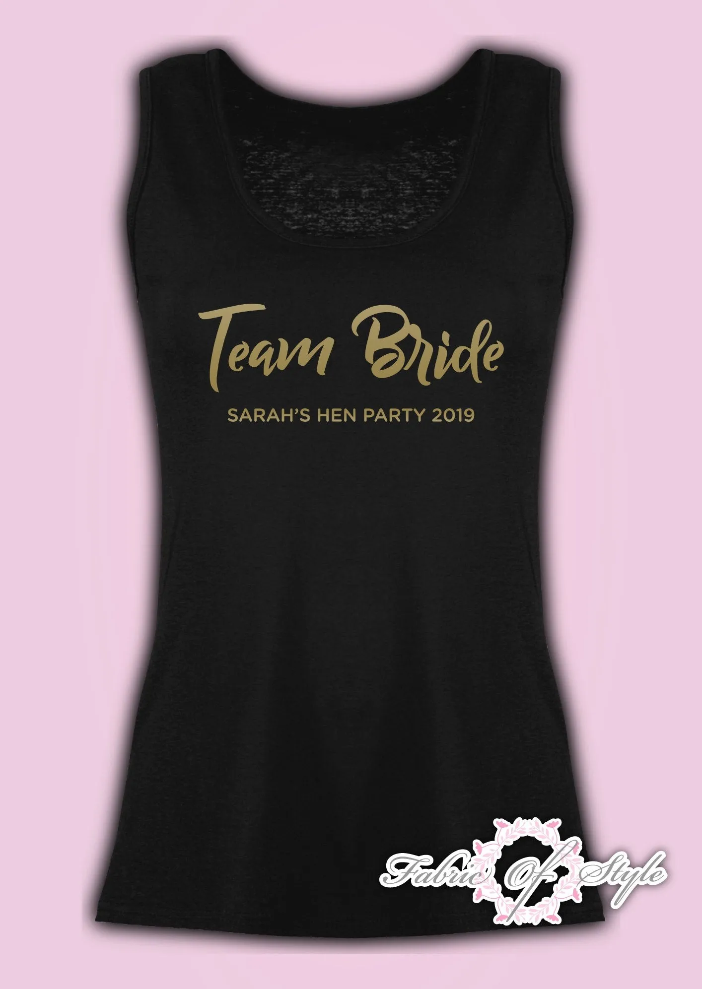 Vest Tank Top Team Bride Hen Do Party Tribe Personalised T-shirt Ladies Female Gold