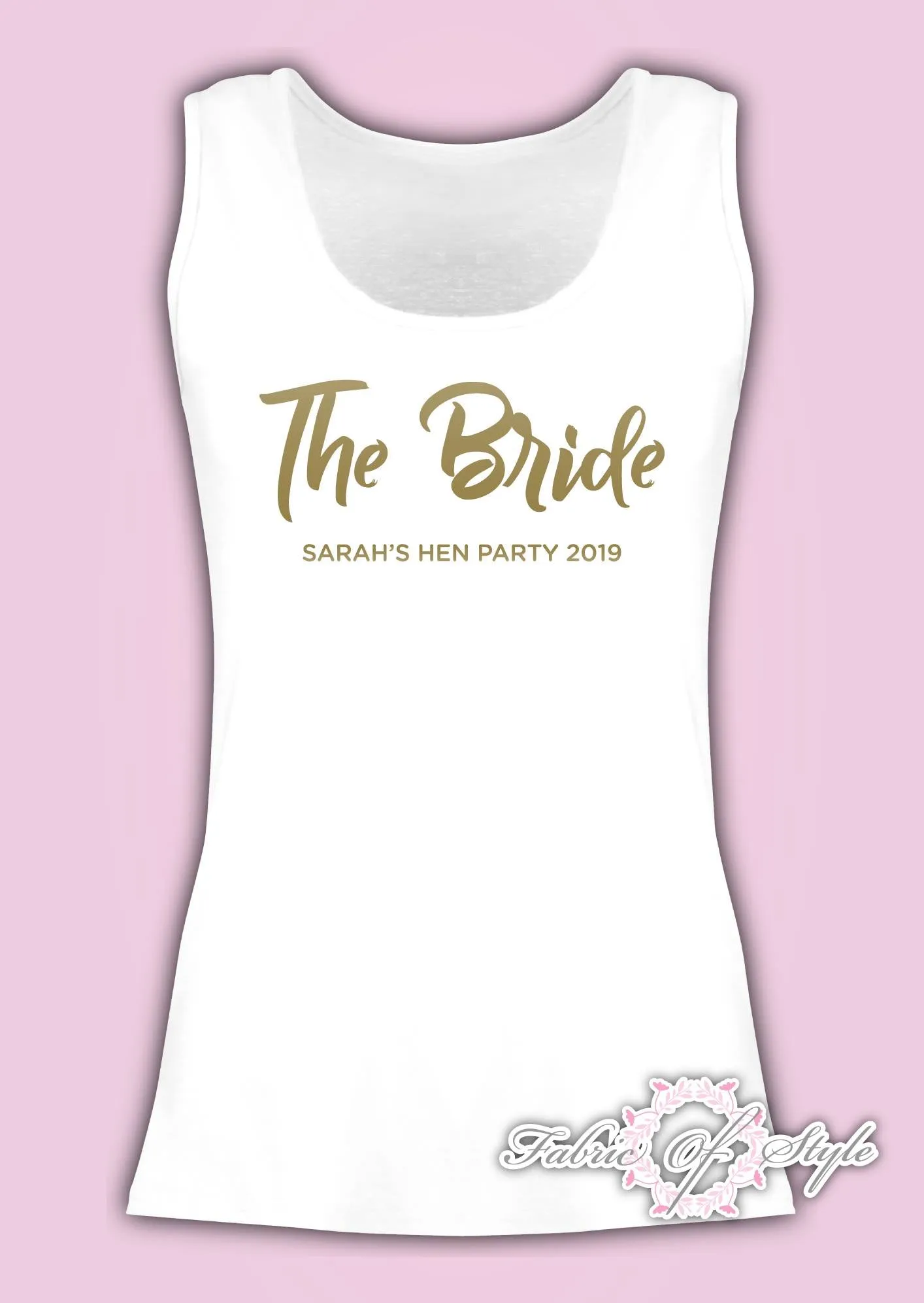 Vest Tank Top Team Bride Hen Do Party Tribe Personalised T-shirt Ladies Female Gold