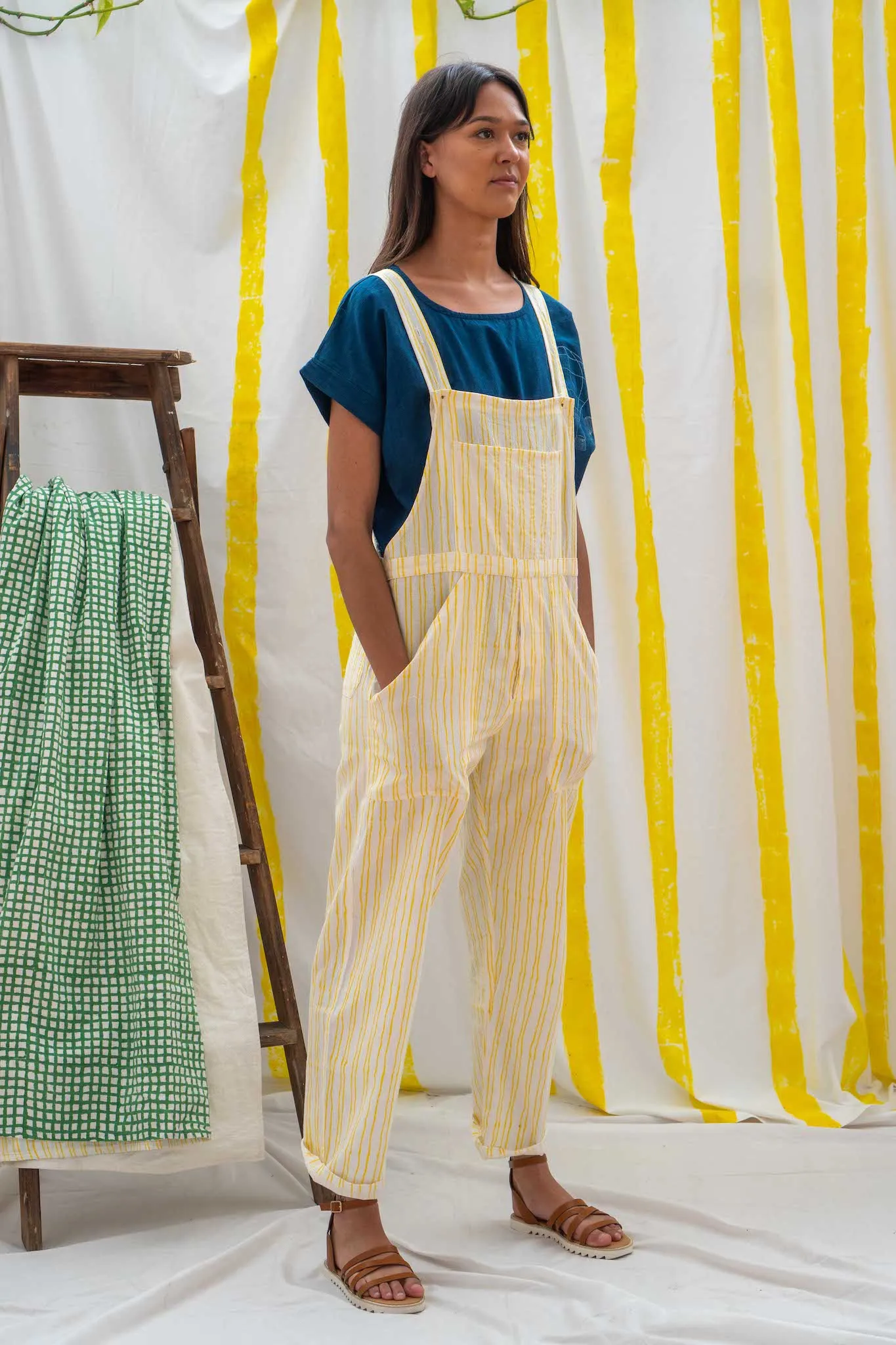 Work Overalls - yellow stripe