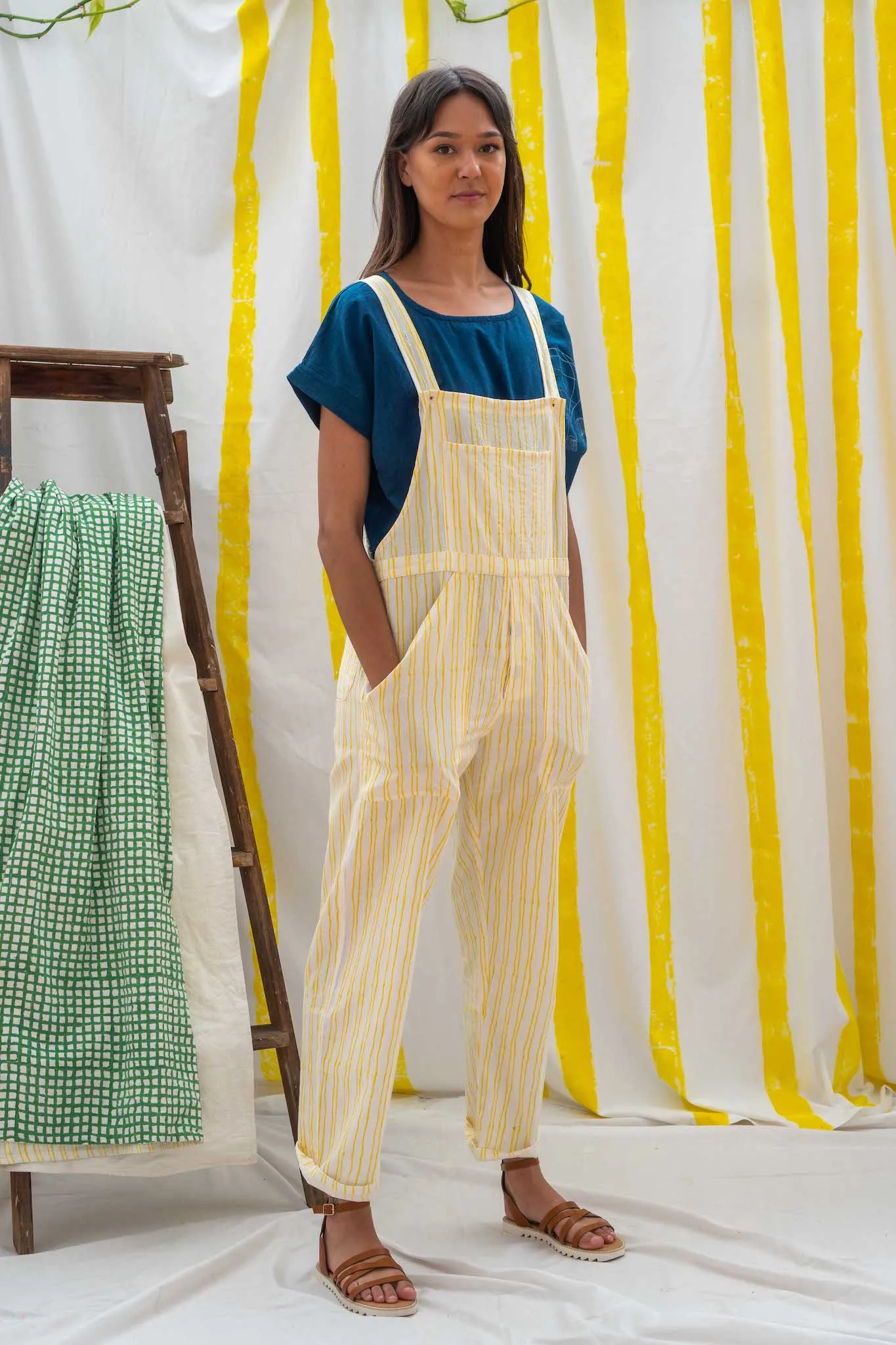 Work Overalls - yellow stripe